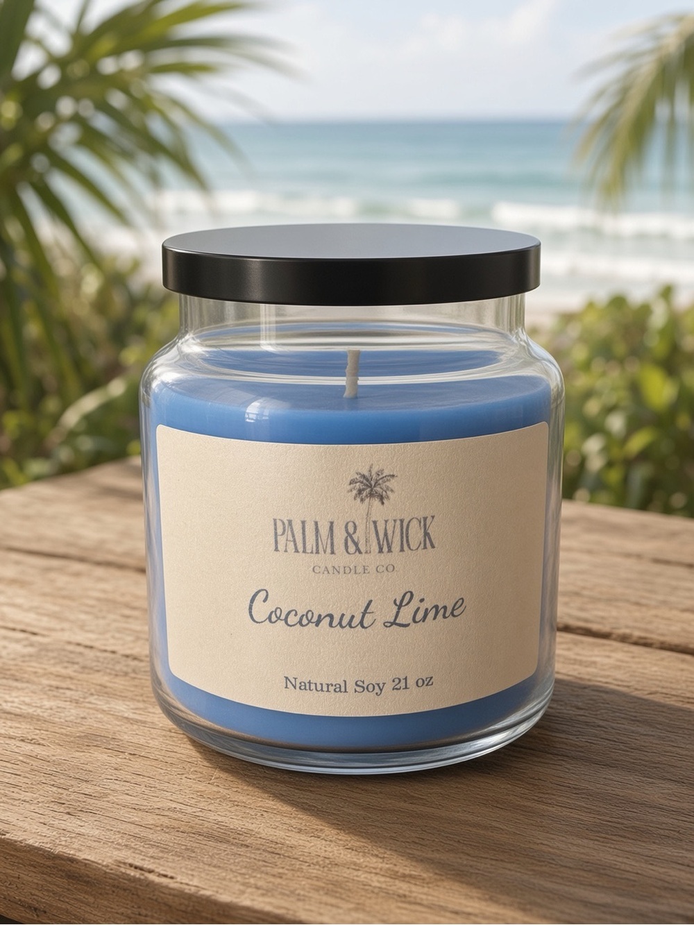 Palm & Wick Coconut Lime Blue Jar Candle